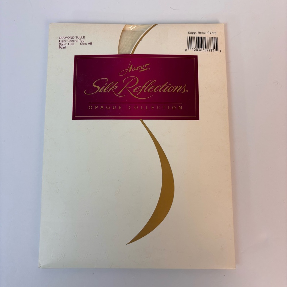 Hanes Silk Reflections Opaque VTG Diamond Tulle Light Control Top Pearl Size AB